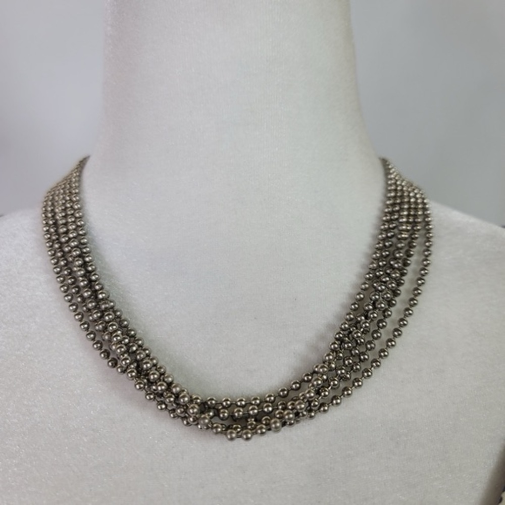 Kien  layered beaded ball chain Lobster claw clasp necklace